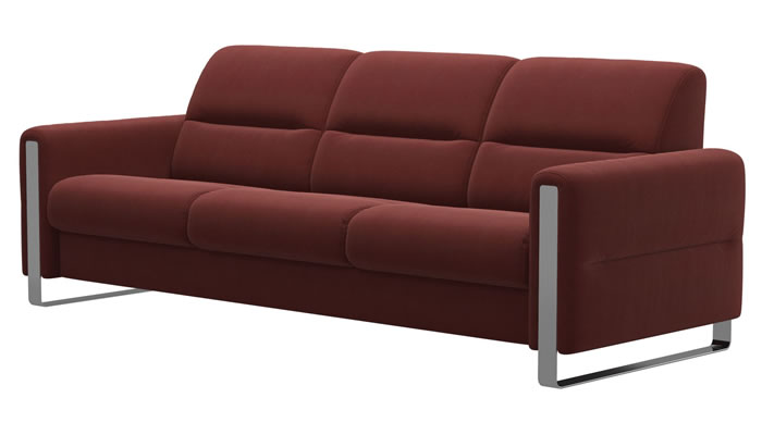 Stressless Fiona 3 Seater Sofa Steel Arm in Begonia Rust Fabric